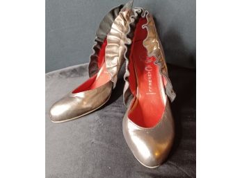 Designer Gold Metallic Leather Heels