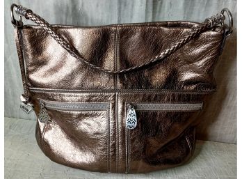 Brighton Large Bronze Metallic Leather Hobo Bag