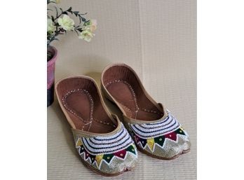 Beautiful Moroccan Hand Made Beaded Slippers Size 39