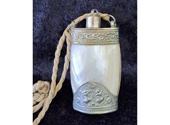 Vintage Art Deco Persian Bottle Flask Mother Of Pearl Pendant Necklace