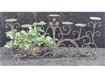 Vintage Scrolled Wrought Iron Candelabra