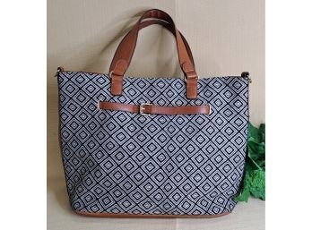 Large Sole/Society Leather And Tapestry Tote Bag
