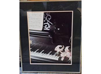 Cat On The Piano Pramed Print