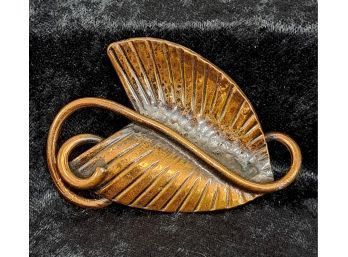 Vintage Modernist Frank Rebajes Copper Leaf Brooch