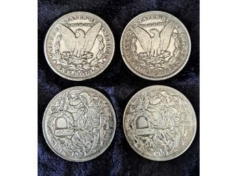 4 Artist Modified Morgan Silver Dollar Coins