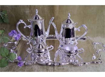 Silverplated Tea And Coffee Set With Tray