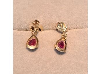 14K Vintage Ruby Teardrop Earrings