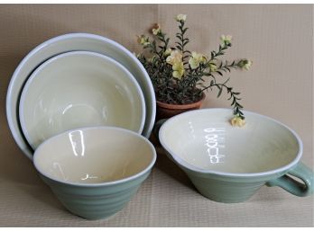 Fresh Territory Sage Nested Mixing Bows And Double Handled Mixing Bowl