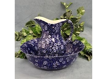 Brilliant In Blue NEW Burleigh Calico Pitcher & Wash Basin