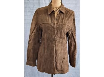 Chocolate Brown Leather North West Blue Ladies Shirt