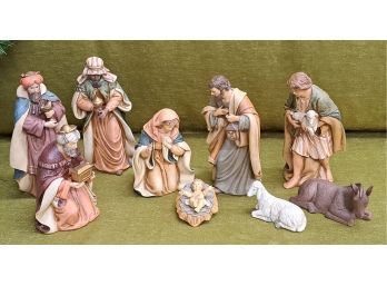 Gorgeous Vintage 9 Piece Nativity Set From Grandeur Noel. Collector's Edition