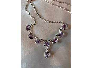 Amethyst And Sterling Silver Necklace