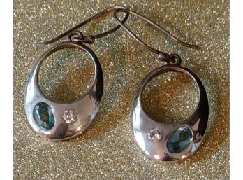 Silver And Gemstone Dandle Earrings