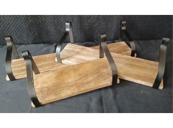 Trio Of Wood And Metal Shelves