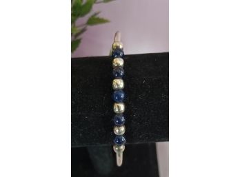 Sterling Silver And Blue Bead Bracelet