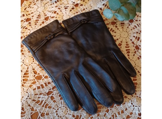 Brown Leather Gloves By Altare