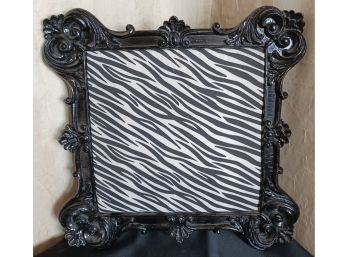 Zebra Bulletin Board In Black Ornate Frame