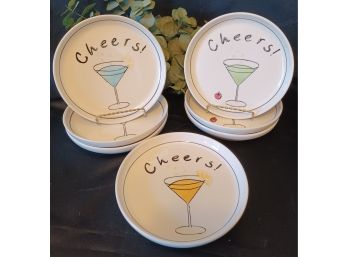 Set Of 7 'cheers' Plates
