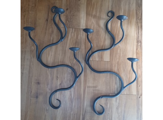 Pair Of Wrought Iron Candle Sconces