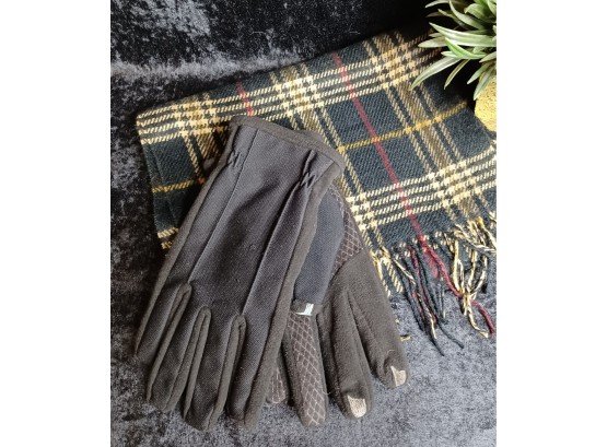 Men's Gloves And Plaid Scarf