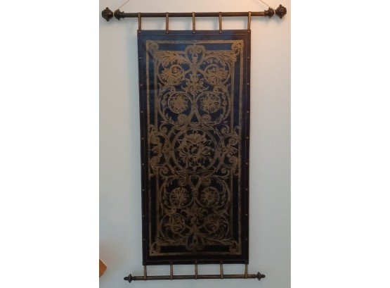 Old World Style Leather And Studded Wall Hanging