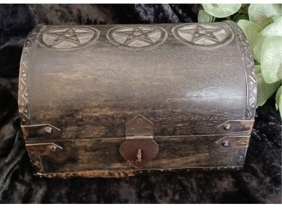 Dark Stained Domed 'Witchy' Wood Box