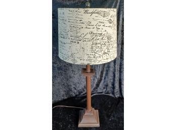 Antique Bronze Colored Lamp With Black/white Shade