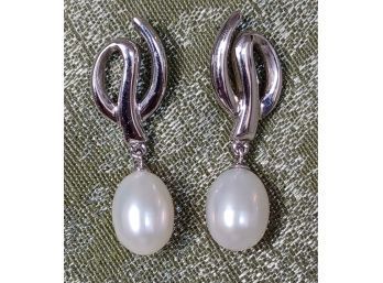 Sterling And Cultured Pearl Earrings