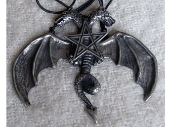 Large Pewter Dragon Necklace