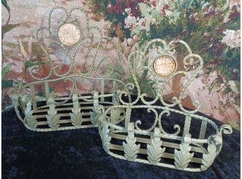 Pair Of Wrought Iron Wall Baskets