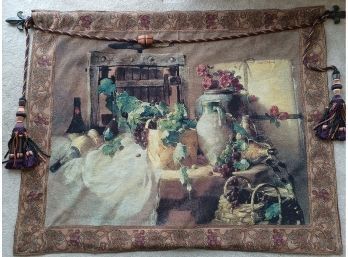 Old World Style Tapestry With Rod And Tassels