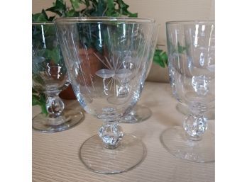 Vintage Etched Crystal Wine Glasses