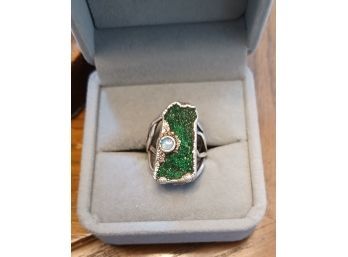 Gorgeous Sterling, Drusy And Opal Ring