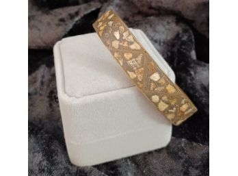 Brass Bangle With Inlaid Stone From India