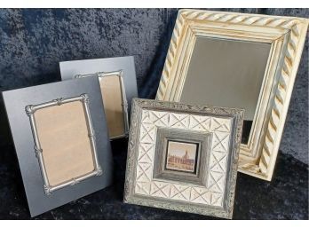 Wall Mirror And Three Decorative Picture Frames