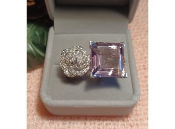 Amazing Lavender Amethyst And CZ Statement Ring