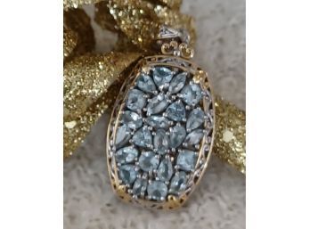 Gorgeous Sterling  And Multi-stone Blue Topaz Pendant