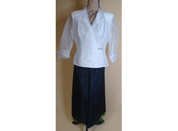White Organza Blouse And Long Straight Skirt