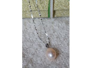 Lovely Cultured Pearl On Sterling Chain