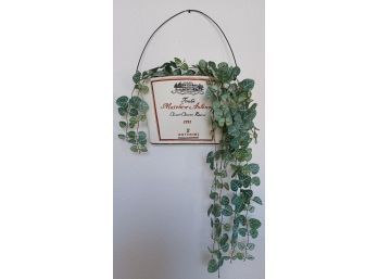 Wine Label Hanging Metal Pocket With Faux Greenery