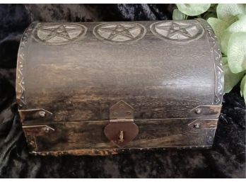 Dark Stained Domed 'Witchy' Wood Box