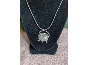 Pewter Witch's Cauldron Necklace