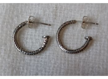 Small Textured Hoops In Sterling