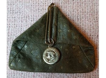 Clever Vintage Green Leather Change Purse