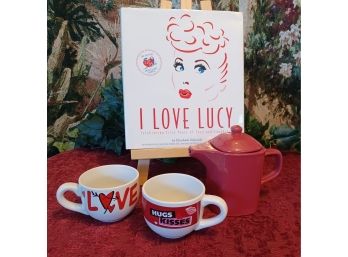 I Love Lucy Book  Valentine Mugs And Teapot