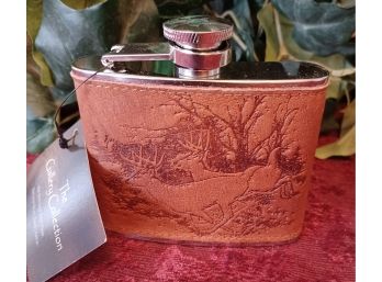 Deer Embossed Leather Covered Flask