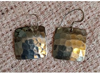 Square Hammered Style Sterling Earrings
