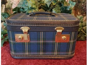 Vintage Plaid Suitcase/ Cosmetic Case