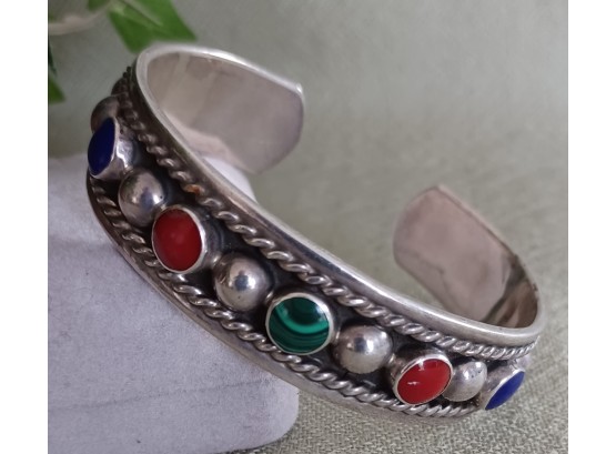 Gorgeous Multi-stone Cuff Bracelet From Mexico