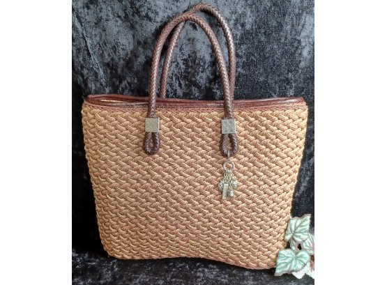 Beautiful Brighton Leather And Woven Bag